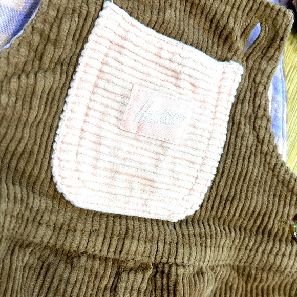 Hammies Retro Corduroy Overalls in Brown / Powder Pink |Size 1T - Picture 7 of 9